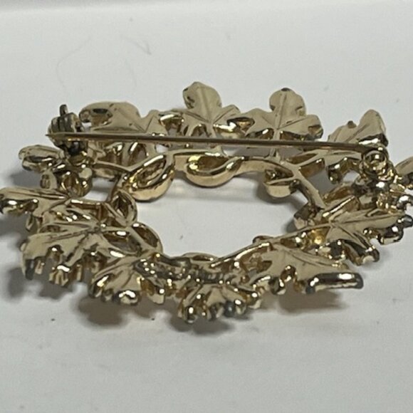 VTG Sarah Coventry "Garland" Two-Tone Silver/Gold Leaf Wreath Brooch Pin 1.75" - Picture 6 of 12